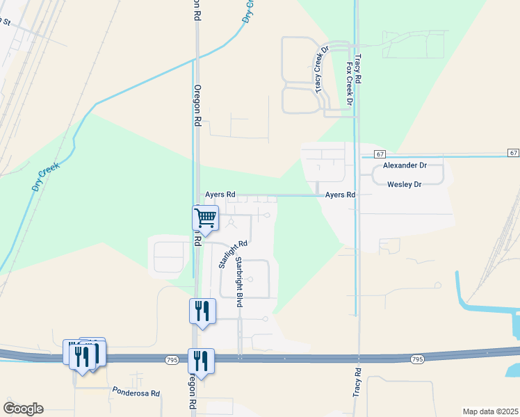 map of restaurants, bars, coffee shops, grocery stores, and more near 7281 Ayers Road in Perrysburg