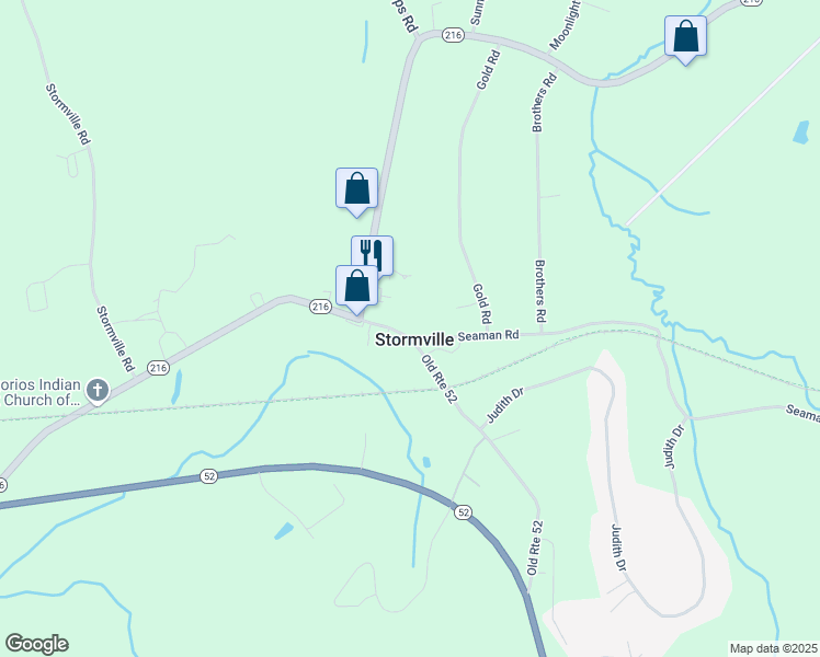 map of restaurants, bars, coffee shops, grocery stores, and more near 128 Old Route 52 in Stormville