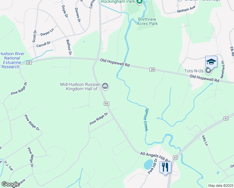 map of restaurants, bars, coffee shops, grocery stores, and more near 397 All Angels Hill Road in Wappingers Falls