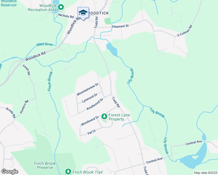map of restaurants, bars, coffee shops, grocery stores, and more near 186 Todd Road in Wolcott