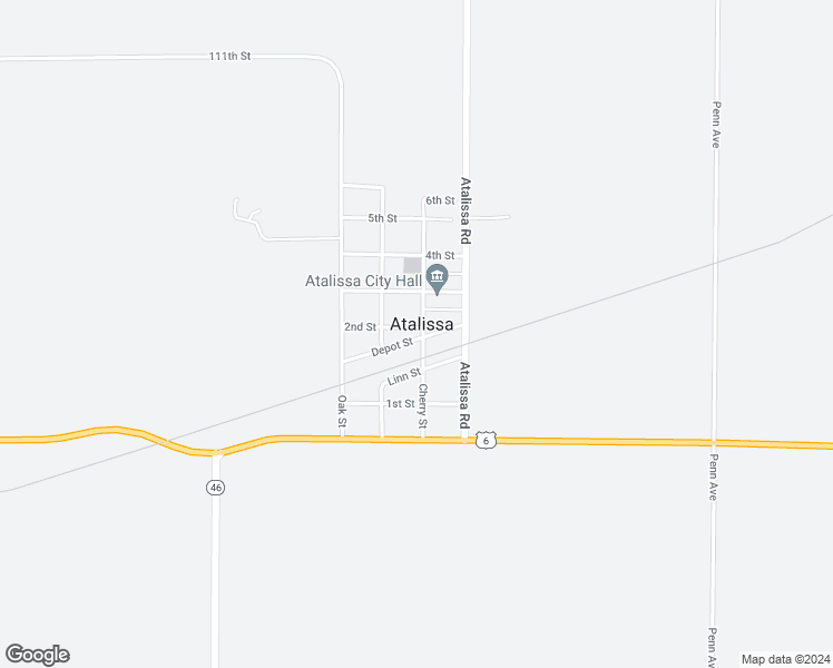 map of restaurants, bars, coffee shops, grocery stores, and more near 119 Cherry St in Atalissa