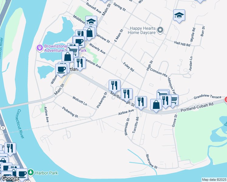 map of restaurants, bars, coffee shops, grocery stores, and more near 142 Marlborough Street in Portland
