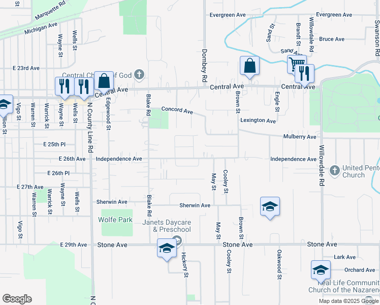 map of restaurants, bars, coffee shops, grocery stores, and more near 2851-2899 Locust St in Portage