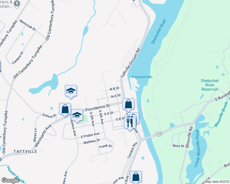 map of restaurants, bars, coffee shops, grocery stores, and more near 26 North 2nd Avenue in Norwich