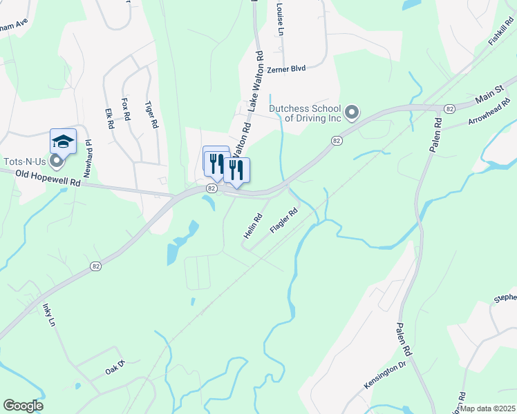 map of restaurants, bars, coffee shops, grocery stores, and more near 10 Helin Road in Hopewell Junction