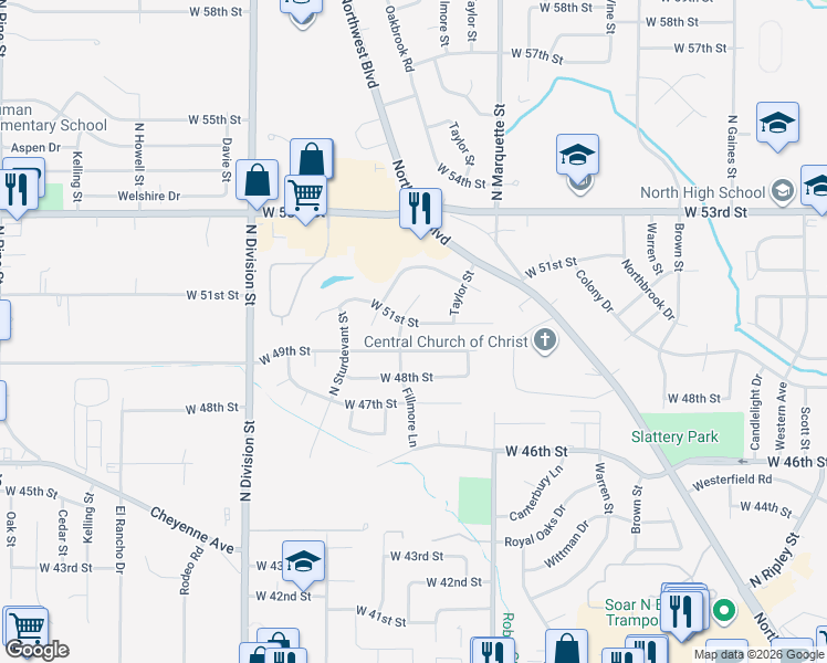map of restaurants, bars, coffee shops, grocery stores, and more near 1425 W 51st St in Davenport