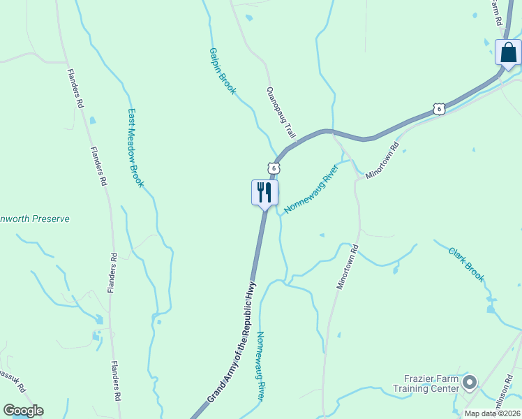 map of restaurants, bars, coffee shops, grocery stores, and more near 615 Main Street North in Woodbury