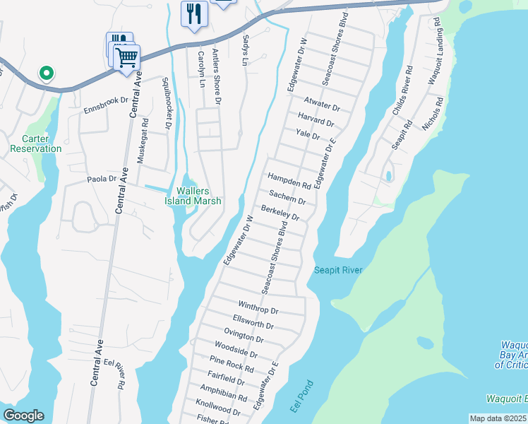 map of restaurants, bars, coffee shops, grocery stores, and more near 9 Berkeley Drive in Falmouth