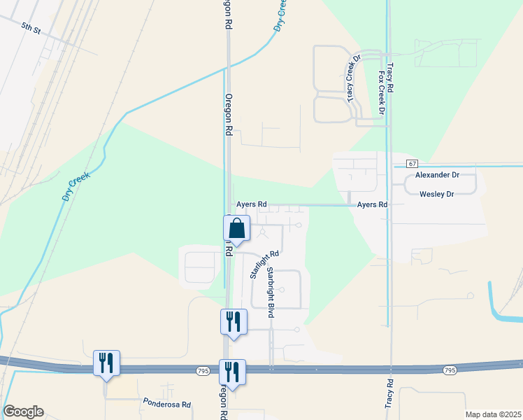 map of restaurants, bars, coffee shops, grocery stores, and more near 7383 Ayers Road in Perrysburg