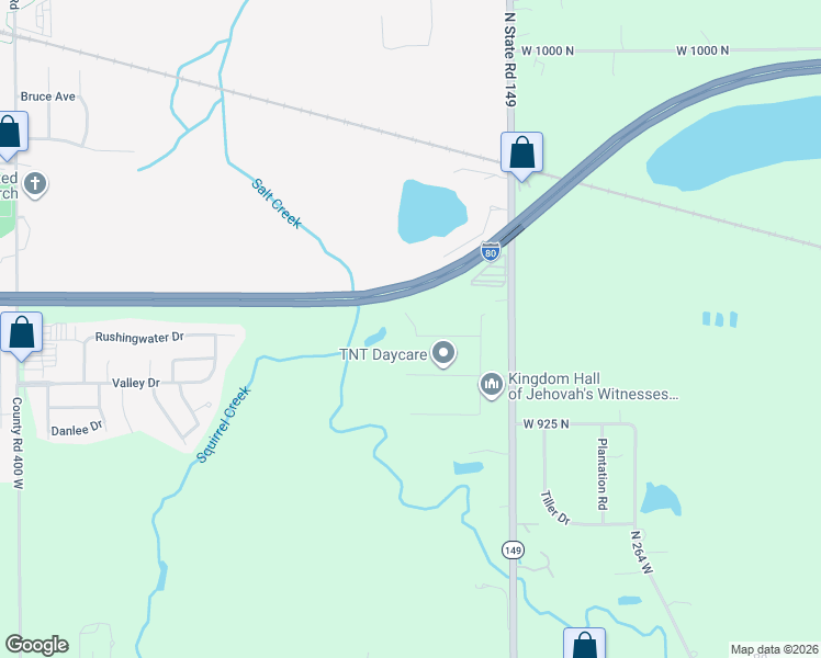 map of restaurants, bars, coffee shops, grocery stores, and more near 321 Jodi Lane in Valparaiso