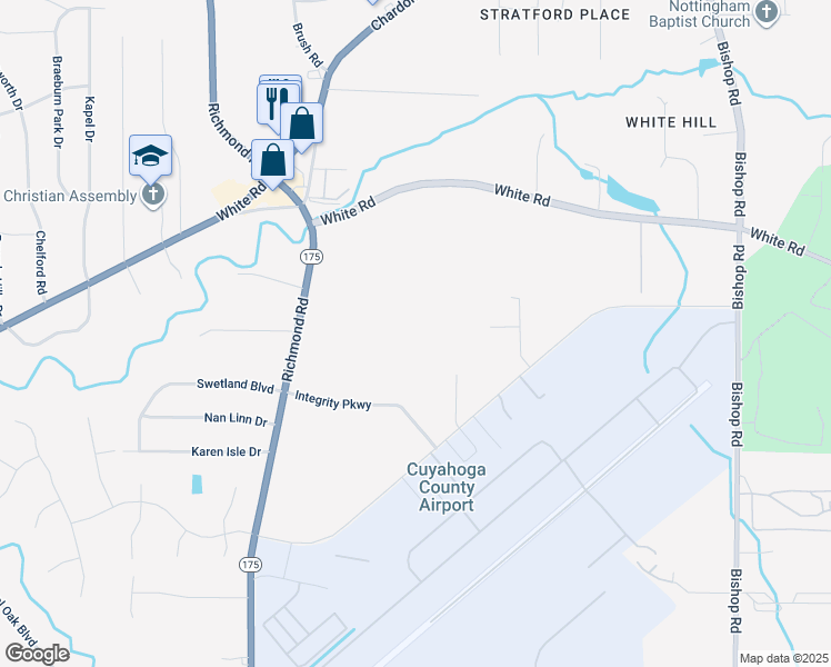 map of restaurants, bars, coffee shops, grocery stores, and more near 3 Merit Drive in Richmond Heights
