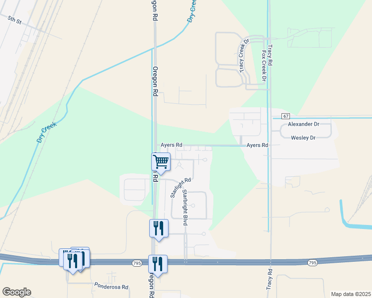 map of restaurants, bars, coffee shops, grocery stores, and more near 7353 Ayers Road in Perrysburg