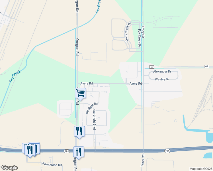 map of restaurants, bars, coffee shops, grocery stores, and more near 7271 Ayers Road in Perrysburg