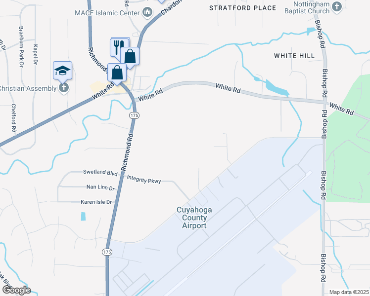 map of restaurants, bars, coffee shops, grocery stores, and more near 3 Merit Drive in Richmond Heights