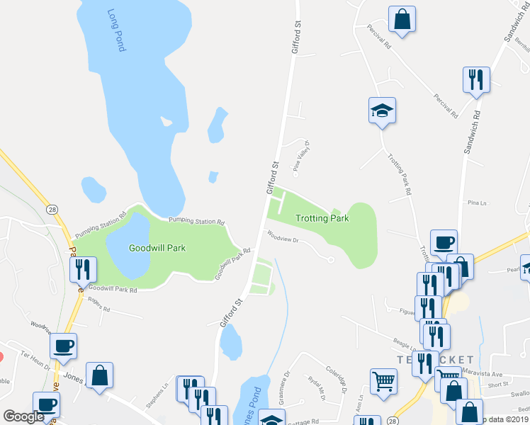 map of restaurants, bars, coffee shops, grocery stores, and more near 436 Gifford Street in Falmouth