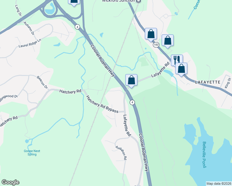 map of restaurants, bars, coffee shops, grocery stores, and more near 26 High Street in North Kingstown
