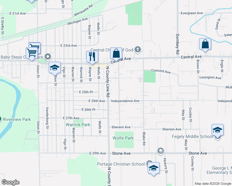 map of restaurants, bars, coffee shops, grocery stores, and more near 2726-2818 Edgewood St in Portage