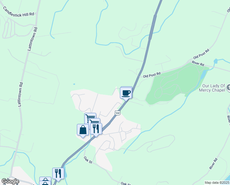 map of restaurants, bars, coffee shops, grocery stores, and more near 1 Pavillion Drive in Newburgh