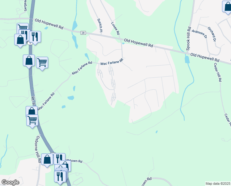 map of restaurants, bars, coffee shops, grocery stores, and more near 41 Scarborough Lane in Wappingers Falls
