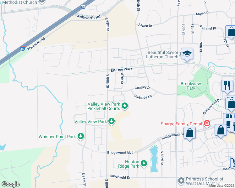 map of restaurants, bars, coffee shops, grocery stores, and more near 355 88th Street in West Des Moines