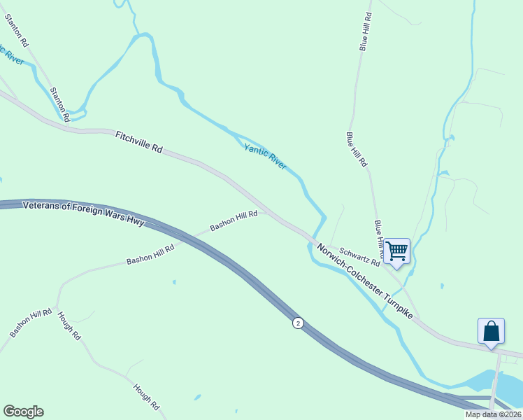 map of restaurants, bars, coffee shops, grocery stores, and more near 1 Bashon Hill Road in Bozrah