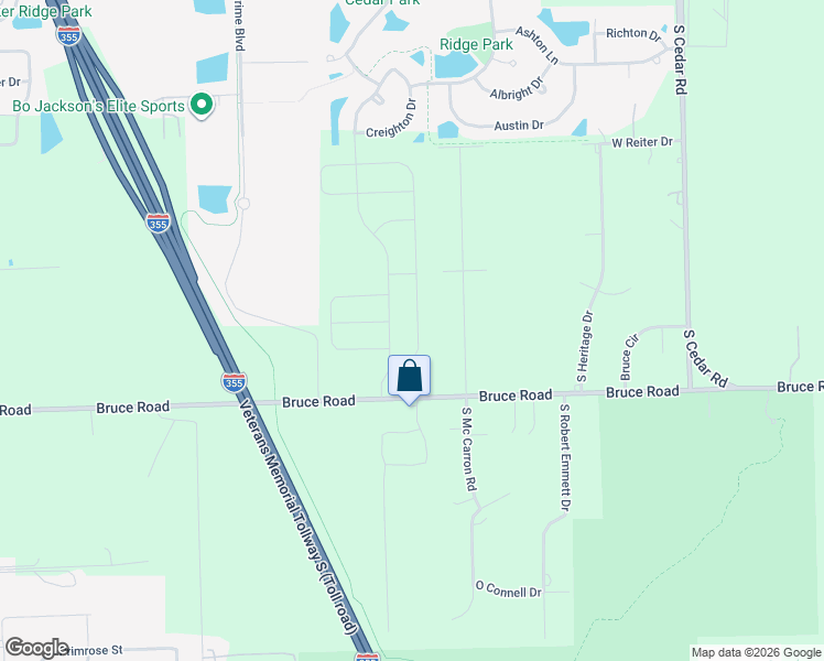 map of restaurants, bars, coffee shops, grocery stores, and more near 17360 Victoria Lane in Lockport
