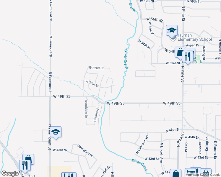 map of restaurants, bars, coffee shops, grocery stores, and more near 4901-4999 North Clark Street in Davenport