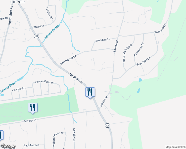 map of restaurants, bars, coffee shops, grocery stores, and more near 56 Silver Oak Circle in Southington