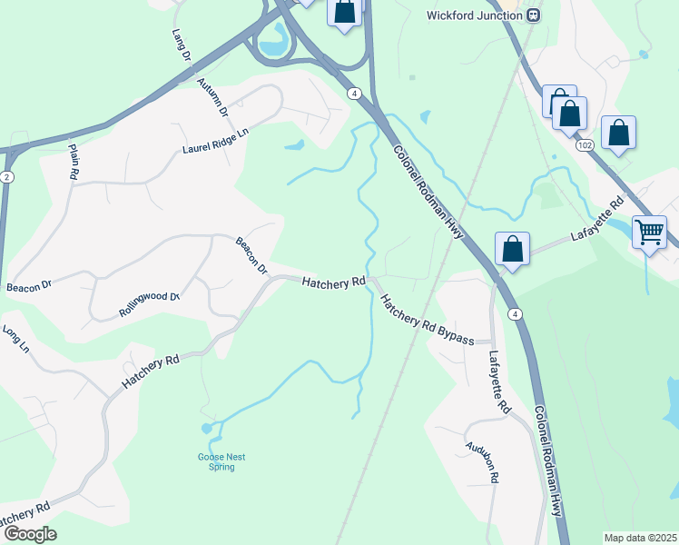 map of restaurants, bars, coffee shops, grocery stores, and more near 185 Hatchery Road in North Kingstown