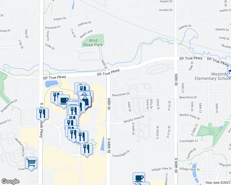 map of restaurants, bars, coffee shops, grocery stores, and more near 286 68th Street in West Des Moines