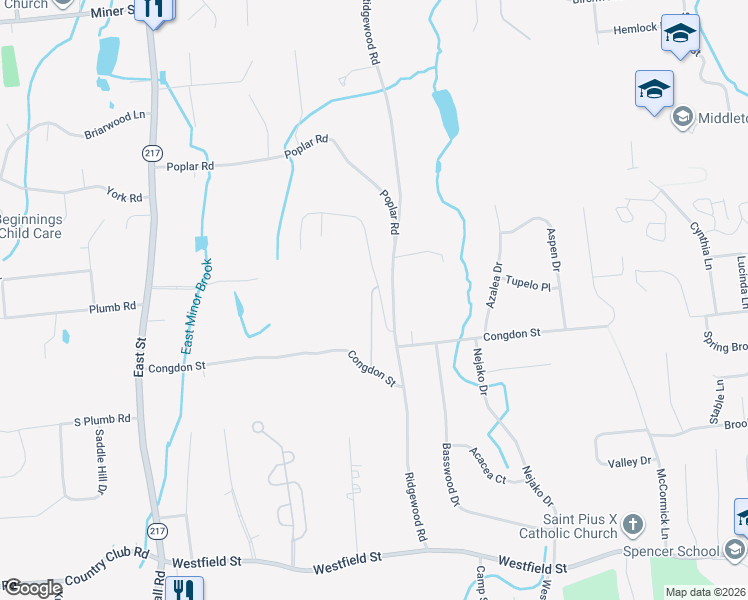 map of restaurants, bars, coffee shops, grocery stores, and more near 624 Congdon Street in Middletown