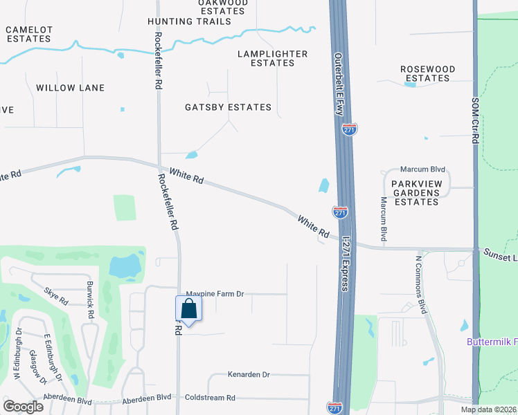 map of restaurants, bars, coffee shops, grocery stores, and more near 31299 White Road in Willoughby Hills