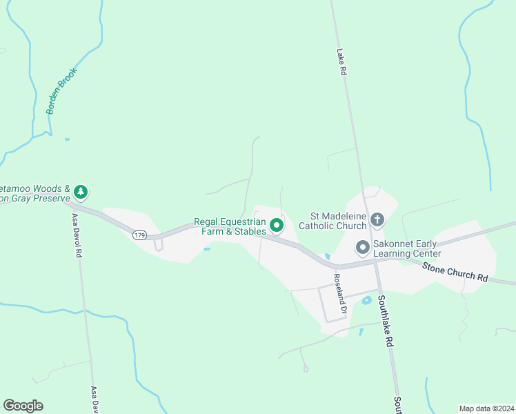 map of restaurants, bars, coffee shops, grocery stores, and more near 564 East Road in Tiverton