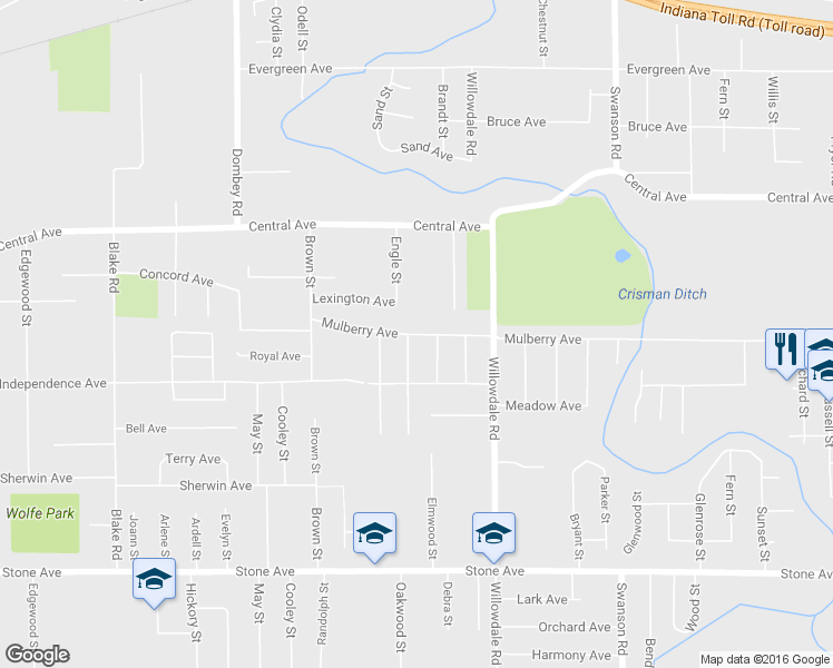 map of restaurants, bars, coffee shops, grocery stores, and more near 5416 Mulberry Avenue in Portage