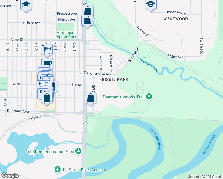 map of restaurants, bars, coffee shops, grocery stores, and more near 5903 Tonka Avenue in Des Moines