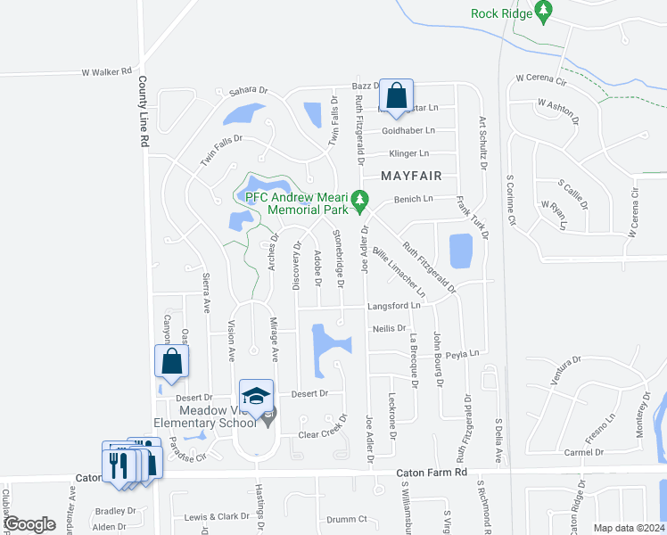 map of restaurants, bars, coffee shops, grocery stores, and more near 2803 Stonebridge Drive in Plainfield