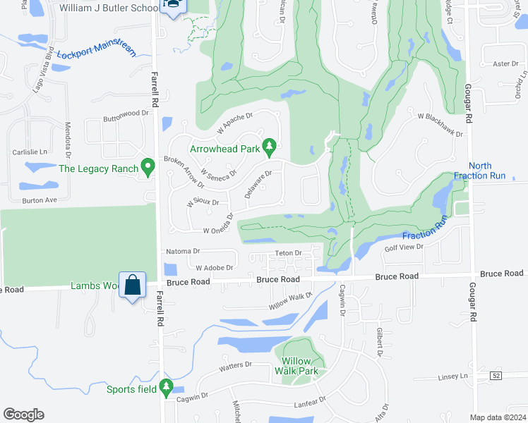 map of restaurants, bars, coffee shops, grocery stores, and more near 16541 West Oneida Drive in Lockport