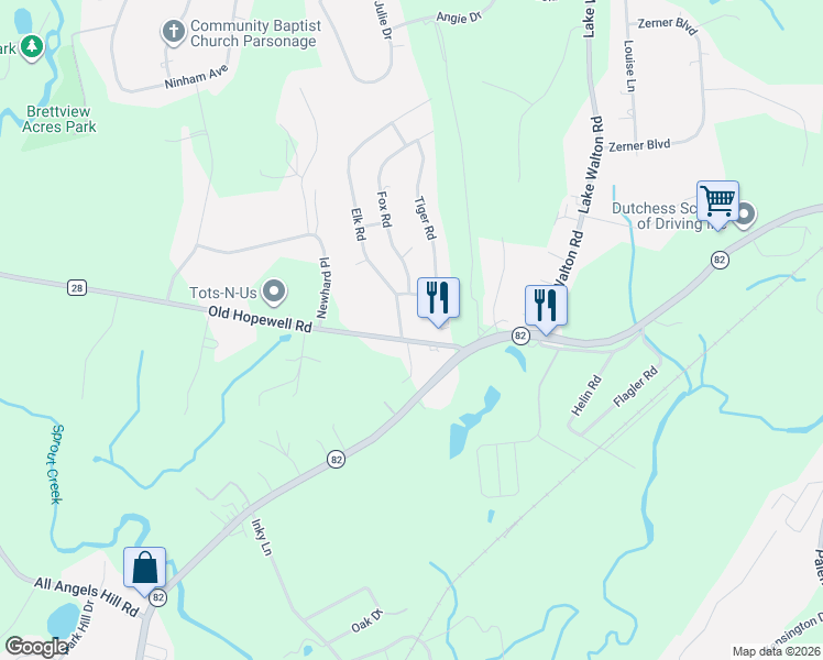 map of restaurants, bars, coffee shops, grocery stores, and more near 4 Beaver Lane in Hopewell Junction