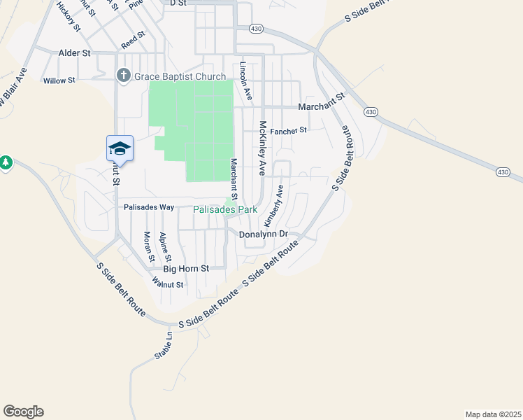 map of restaurants, bars, coffee shops, grocery stores, and more near 1329 McKinley Avenue in Rock Springs