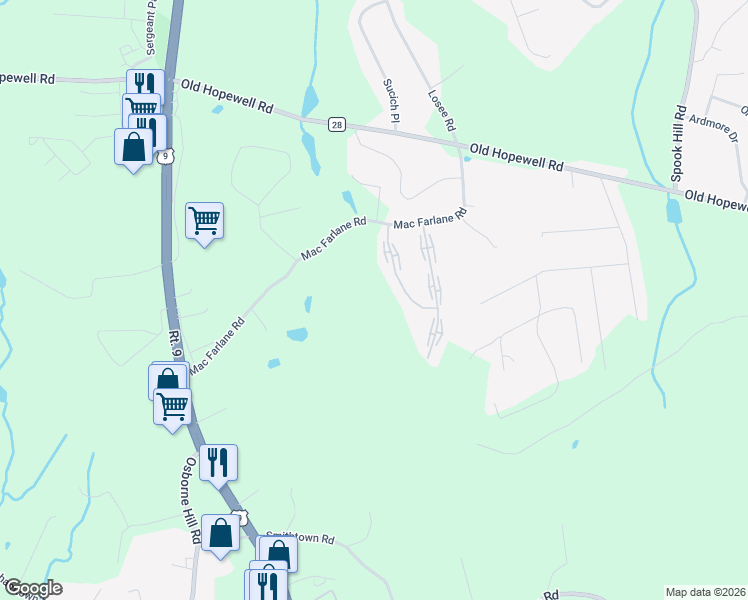 map of restaurants, bars, coffee shops, grocery stores, and more near 48 Mac Farlane Road in Wappingers Falls