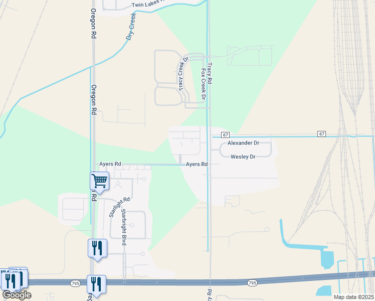 map of restaurants, bars, coffee shops, grocery stores, and more near 7098 South Winner's Circle in Perrysburg