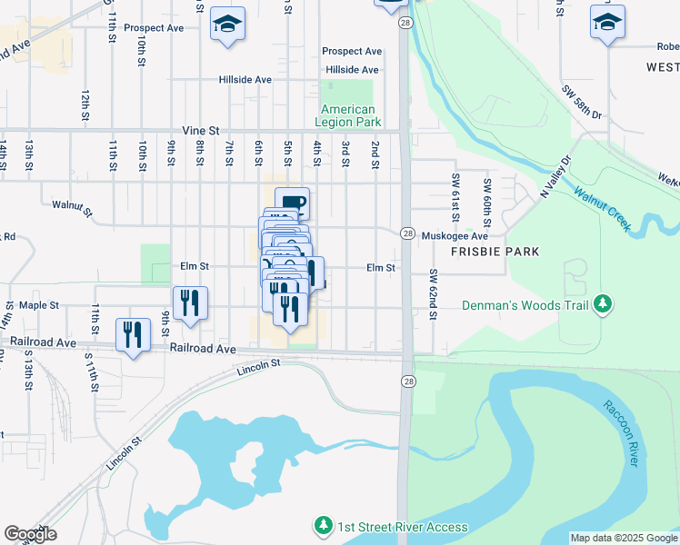 map of restaurants, bars, coffee shops, grocery stores, and more near 232 3rd Street in West Des Moines