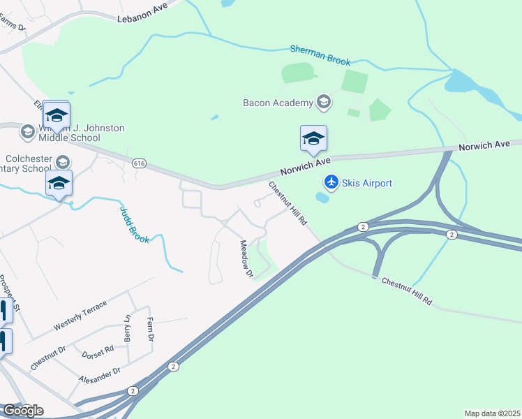 map of restaurants, bars, coffee shops, grocery stores, and more near 4 Chestnut Hollow Road in Colchester