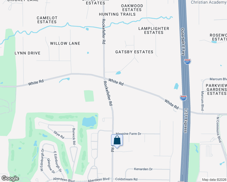 map of restaurants, bars, coffee shops, grocery stores, and more near 3023 Rockefeller Rd in Willoughby Hills