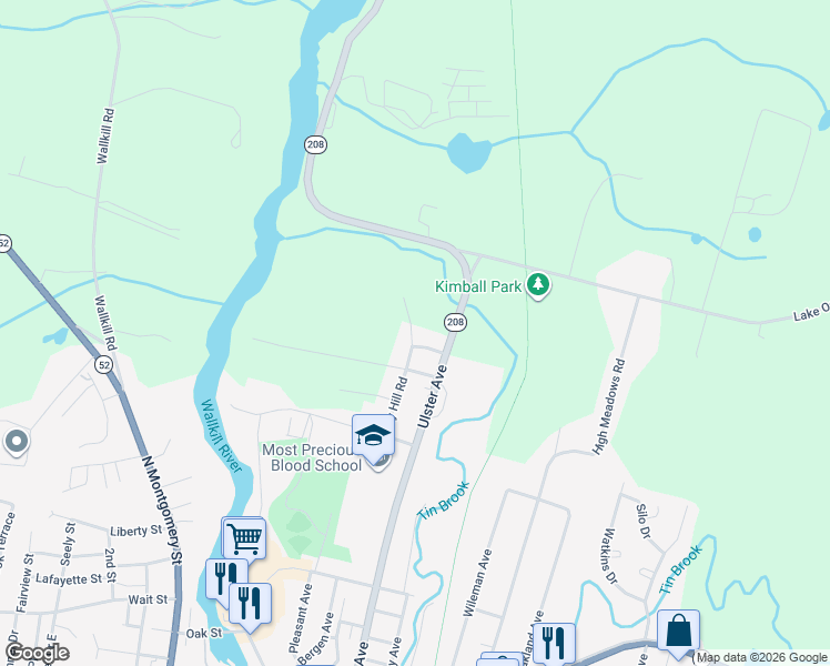 map of restaurants, bars, coffee shops, grocery stores, and more near 522 Ivy Hill Road North in Walden