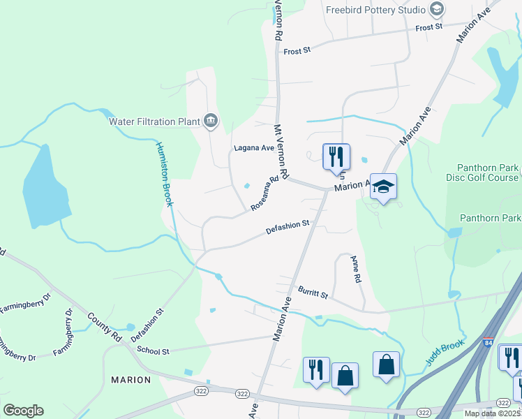 map of restaurants, bars, coffee shops, grocery stores, and more near 70 Roseanna Road in Southington