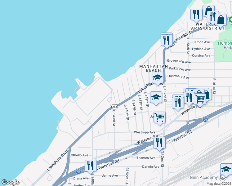 map of restaurants, bars, coffee shops, grocery stores, and more near 336 Dalwood Dr in Cleveland