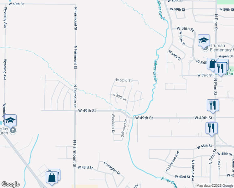 map of restaurants, bars, coffee shops, grocery stores, and more near 3336 West 50th Street in Davenport
