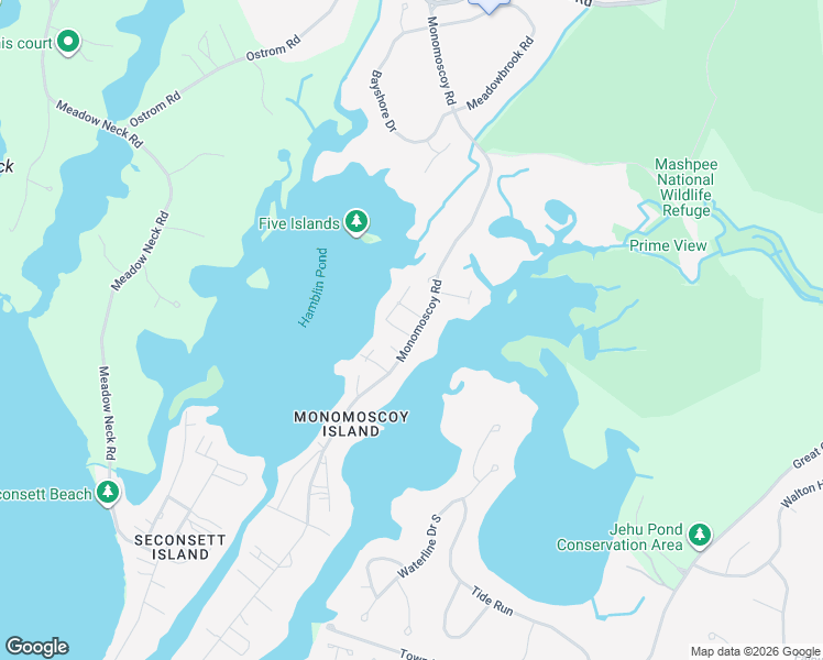 map of restaurants, bars, coffee shops, grocery stores, and more near 203 Monomoscoy Rd in Mashpee