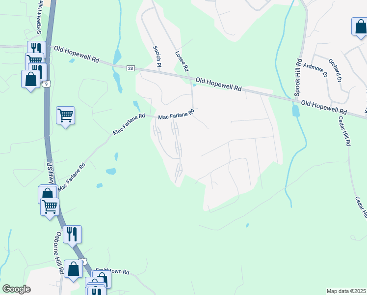 map of restaurants, bars, coffee shops, grocery stores, and more near 23 Scarborough Lane in Wappingers Falls